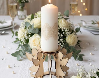 Angel Candle Holder SVG | Memorial Tealight Stand | Baptism Centerpiece | Laser Cut File | First Communion Decor | Religious Gift DIY