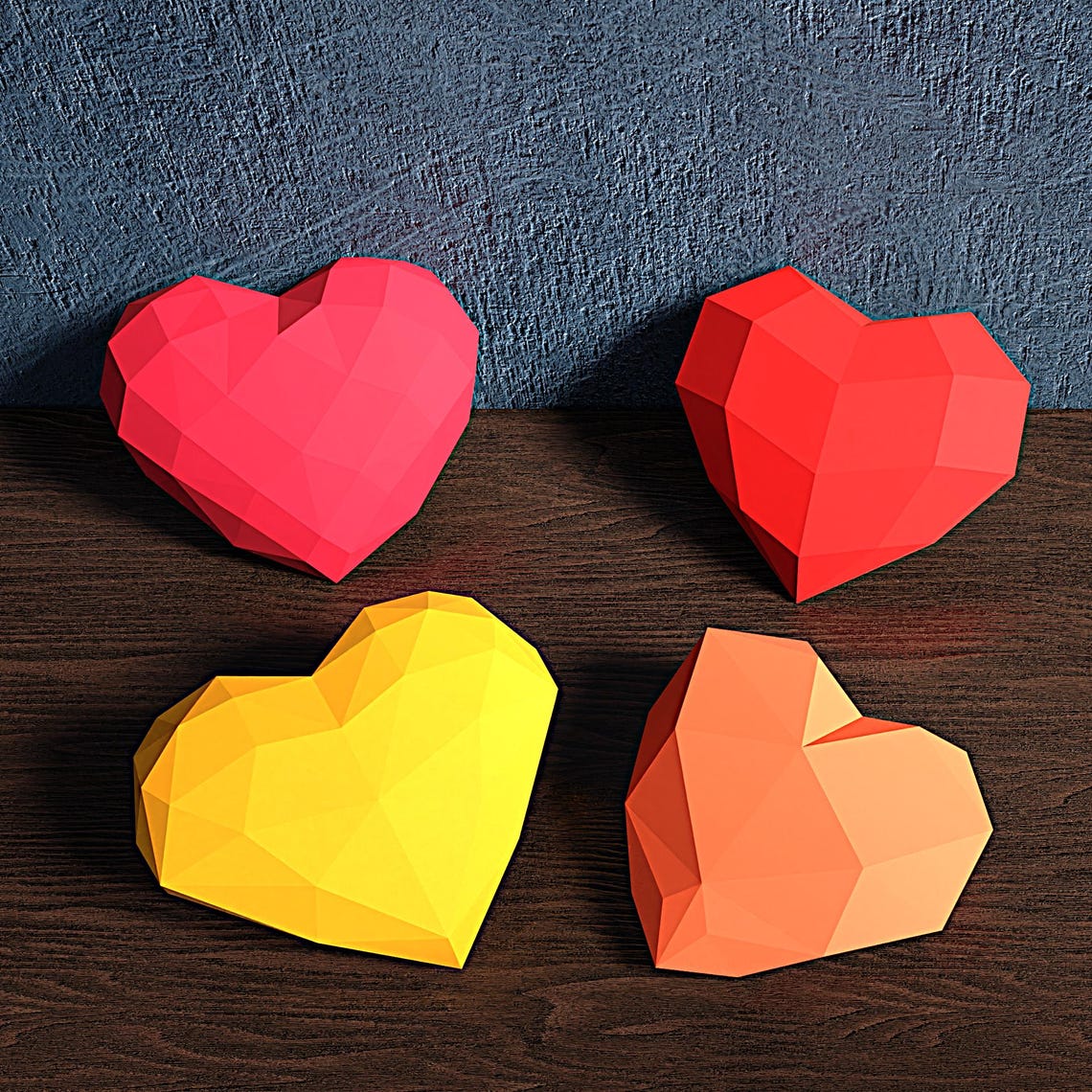 3D Paper Heart Bundle Papercraft | DIY Low Poly Sculpture SVG PDF ...