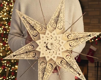 Large 3D Christmas Star Laser Cut File | Bethlehem Star Decor (SVG DXF)