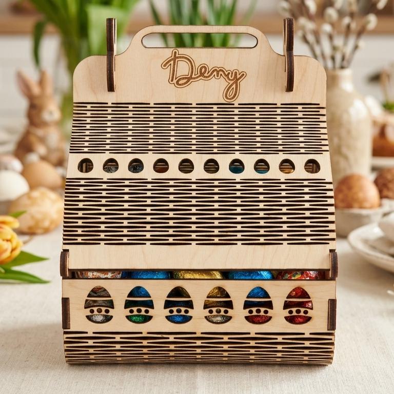 Easter Basket Laser Cut Template | 3D Kinder Surprise Egg Holder SVG ...