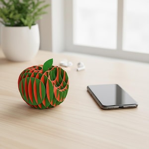 Rzeźba papierowa 3D „Nadgryzione jabłko”: szablon do samodzielnego wykonania (PDF i SVG)