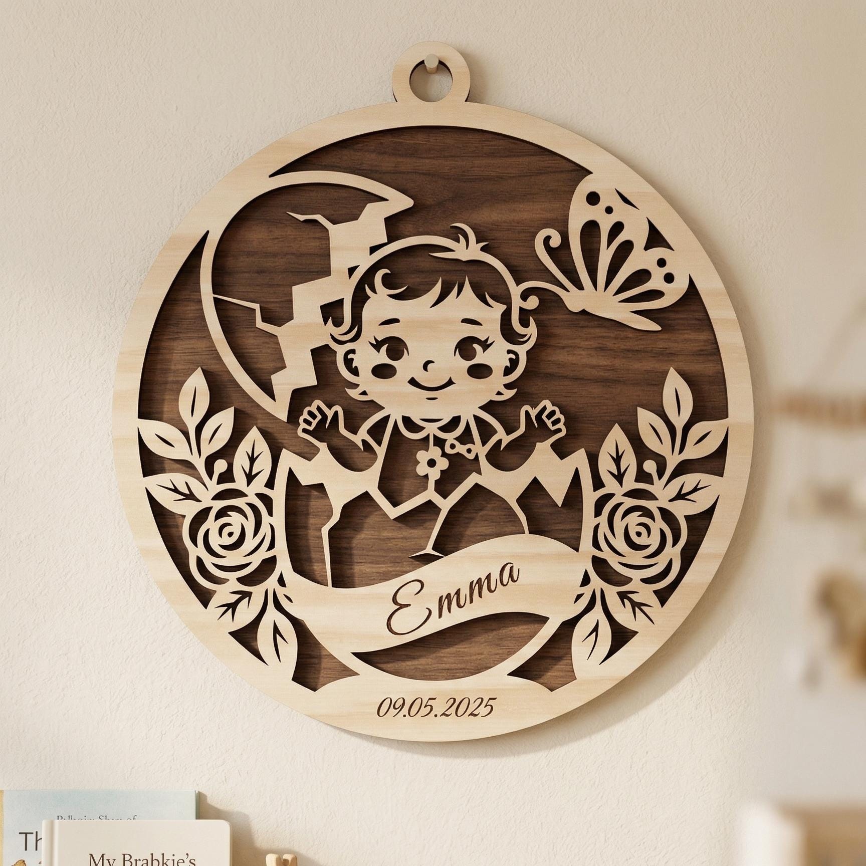 Personalized Baby Birth Sign 3D Wood Nursery Decor Name Plaque Hanging ...