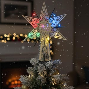 3D Christmas Star Tree Topper SVG, Laser Cut Plywood Template (Digital Download)