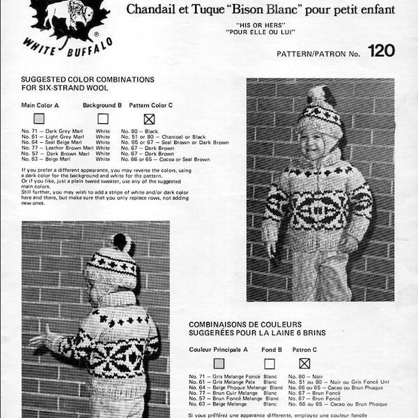 Suéter infantil estilo Cowichan y toque #120 Patrón PDF