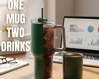 Vaso térmico para snacks, botella aislante de dos usos, vaso grabado, taza personalizada de regalo, regalo para mamá, ella, niños, taza de viaje de doble función