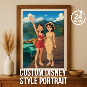 Custom Disney Style Portrait - Personalized Cartoon Couple, Family, or Pet Illustration - Digital Gift for Anniversary, Wedding, Friends