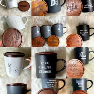 Custom Coffee Mug, Personalized Mug Gifts, Custom Logo Mug, Personalized Logo Mug, Corporate Gift, Ceramic 16OZ Mug With Wood Lid, Engraved image 9