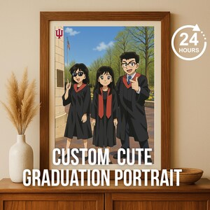 Custom Graduation Portrait Cartoon Style - Digital Graduation Gift for Seniors, Friends, High School, College, Teachers, Professors, Coaches