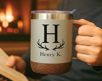 Taza de café aislada con grabado personalizado: base de corcho de 355 ml