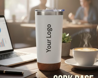 Vaso con base de corcho grabado / Taza térmica con logotipo personalizado / Taza de café de viaje personalizada / Regalo único y antideslizante para ella/él