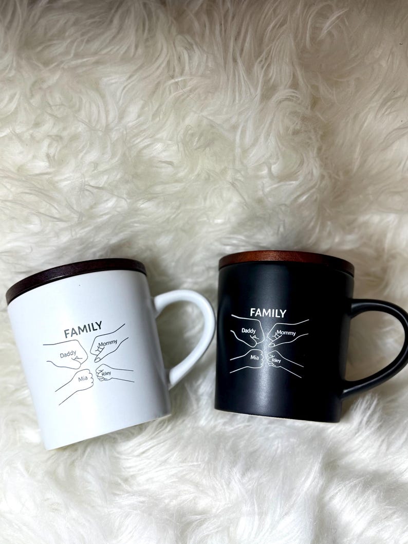 Custom Ceramic 14OZ  Mug With Wood Lid, Personalized Logo Mug, Corporate, holiday,birthday,name engraved  Gift, Coffee Lover, Business Logo, Family Mug, Gift for Mom, Gift for Dad, Coffee Mug for Her and Him