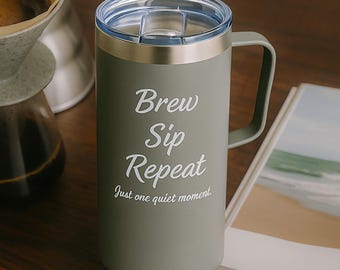 Vaso de café personalizado grabado: Taza térmica de 20 oz grabada con láser y logotipo personalizado.