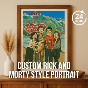 Custom Rick n Morty Portrait - Funny Couple Portrait Gift, Cartoon Portrait Gift, Rick n Morty Lover, Birthday Gift, Friends, Pet Lover