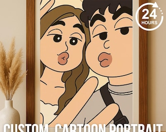 Retrato personalizado a partir de una foto / Regalo de San Valentín / Ilustración divertida de familia o pareja en estilo cómic / Lindo regalo digital personalizado