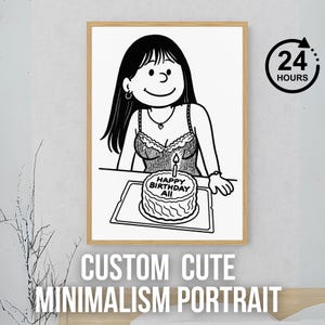 Custom Minimalism Line Art Style Portrait for Couple, Family & Pet, Personalized Cartoon Drawing, Custom Photo to Anime Art, 24 h delivery