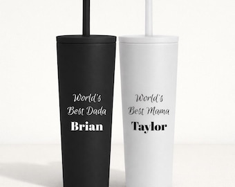 Vaso delgado personalizado, regalo de San Valentín, vaso para pareja, vaso térmico de 24 oz con pajita, regalo para amantes de las mascotas