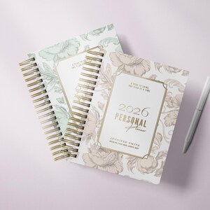 Personalized Tan 2026 Daily Planner, Romantic Lilies Hardcover Planner with Foil Name, Classic Daily Planner image 5
