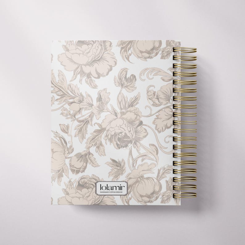 Personalized Tan 2026 Daily Planner, Romantic Lilies Hardcover Planner with Foil Name, Classic Daily Planner image 6