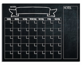 Customizable Monthly Calendar Poster Chalkboard