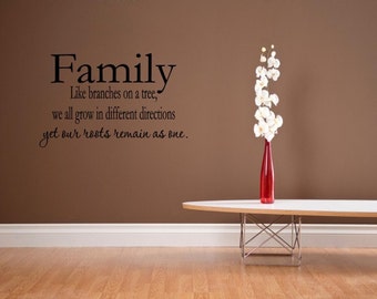 Vinyl Wall words quotes and sayings #0262 Family like branches on a tree, we all grow in different directions yet our roots remain as one