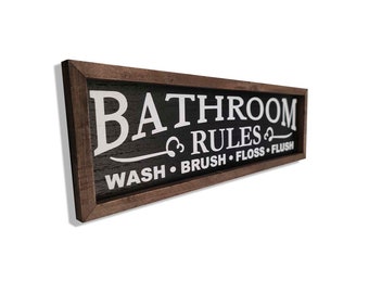 Bathroom Sign | Bathroom Decor | Bathroom Rules Sign | 16" x 5"