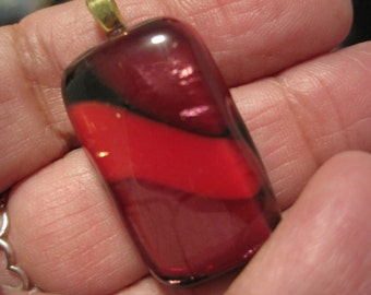 SALE - Candy Apple Reds Fused Glass Pendant - P-13 -  OOAK - sra - cgge