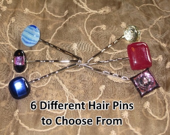 Dichroic Jeweled  Hair Pins - OOAK - SRA - cgge