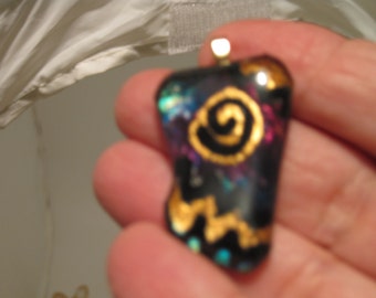 Hand Painted Recycled-Upcycled Glass Pendant  - RCL-02 - OOAK - Help Fund KIVA.org Artisans