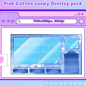 Blue Cotton candy Twitch Overlay / Stream Graphics / Cute / Streamer / Blue / Pastel / Aesthetic