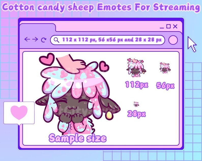Cotton Candy Sheep Chibi Character Emote Pack - Etsy