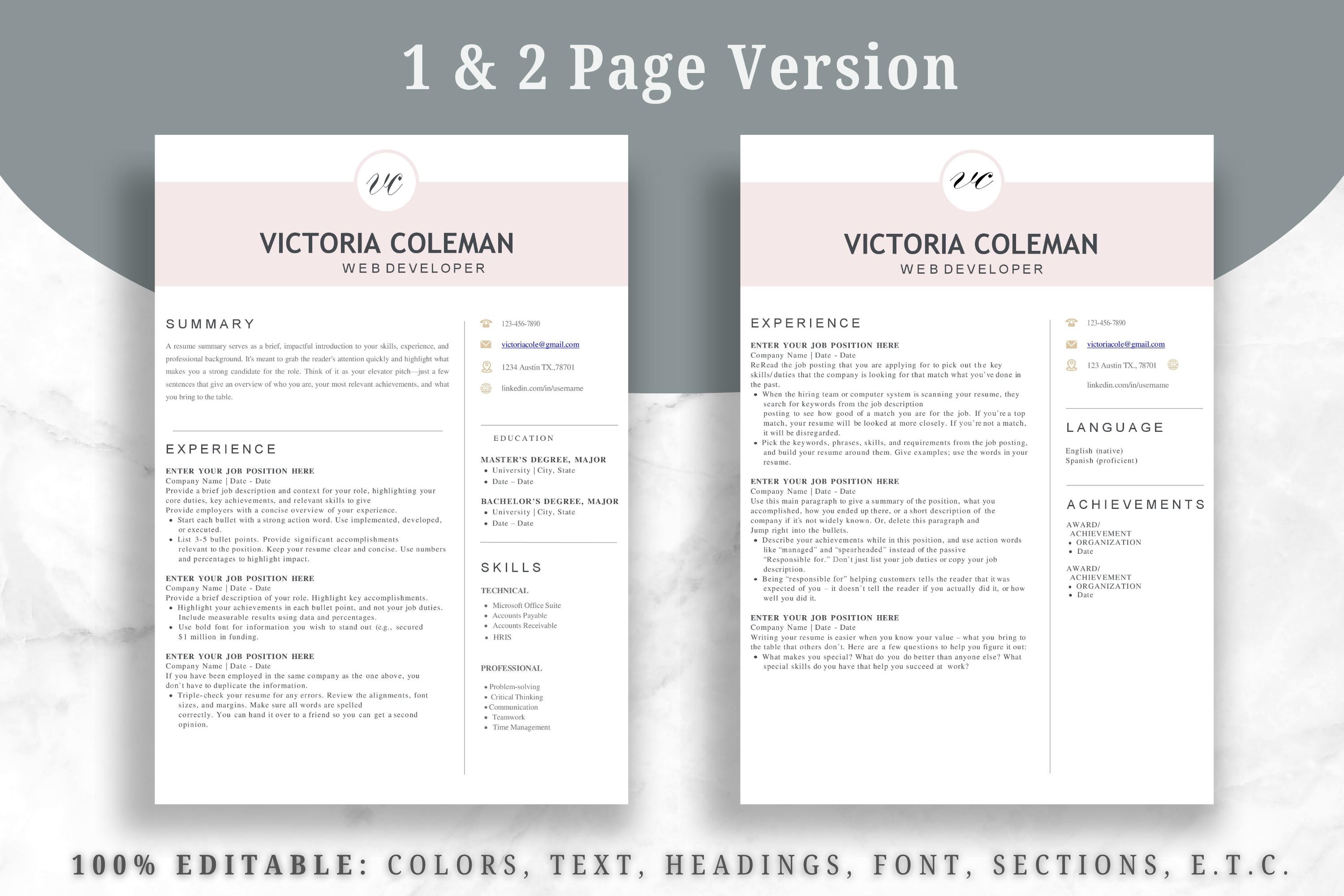 Modern Resume Template for Word | ATS Friendly Resume Template | CV ...