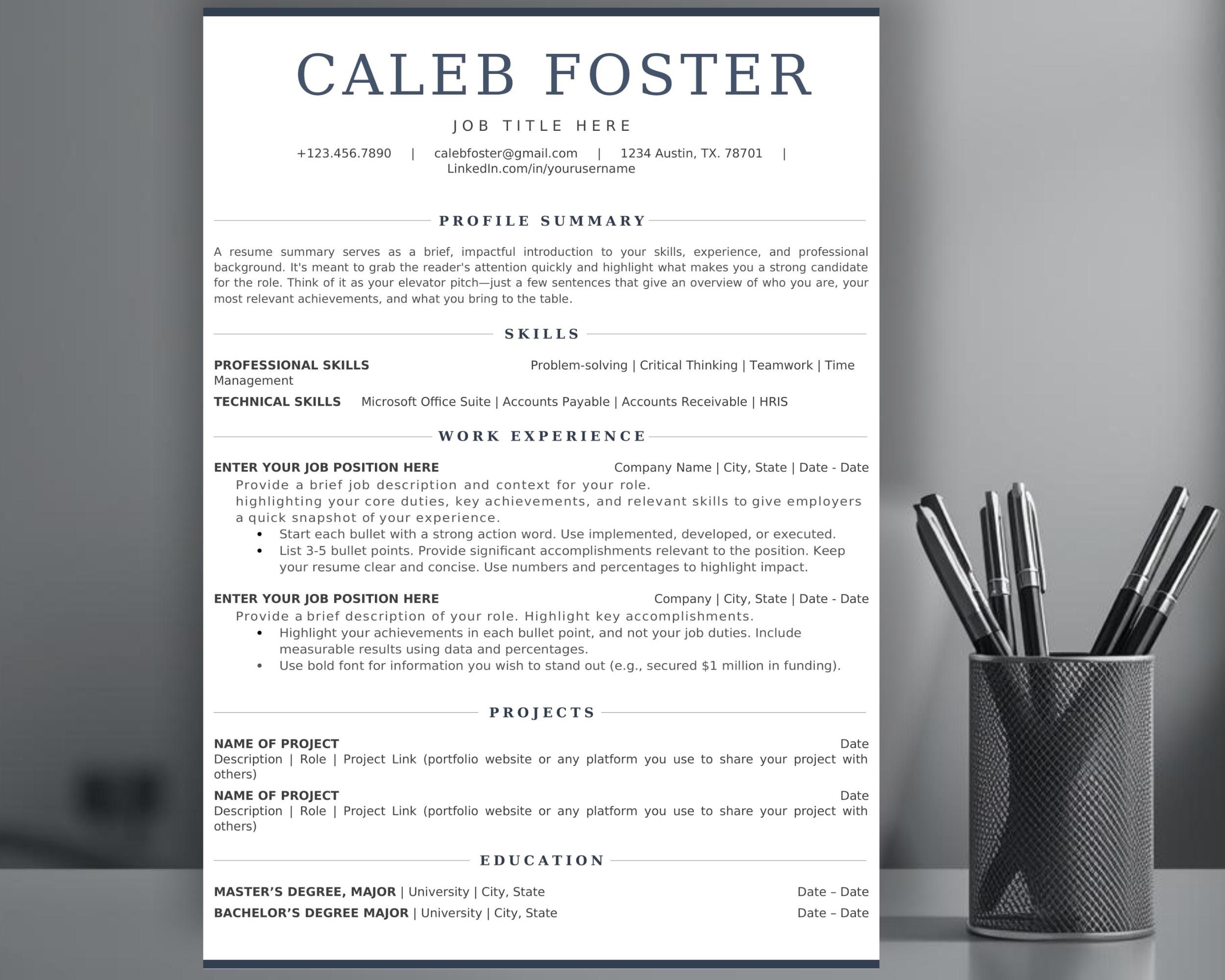 ATS Friendly Resume Template Word | Minimalist & Simple Resume | ATS CV ...