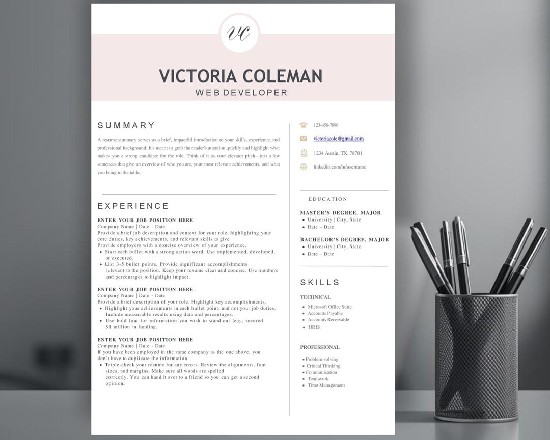 Modern Resume Template for Word | ATS Friendly Resume Template | CV ...