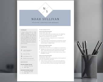Google Docs Resume Template | ATS Friendly Resume for Word | Professional Executive CV with Cover Letter Minimalist Job Application Template