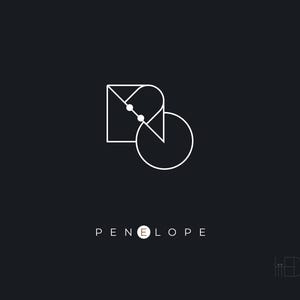 May include: A white geometric logo design with the word "PENELOPE" below it. The logo is made up of a square and a circle that intersect, with two small white dots in the intersection.