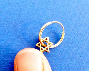 Carry Your Star of David. 14K Gold Star of David Nose Ring. Recycled Unisex Helix Piercing Cartilage. Lucky Jewish Septum Earring Solid Gold