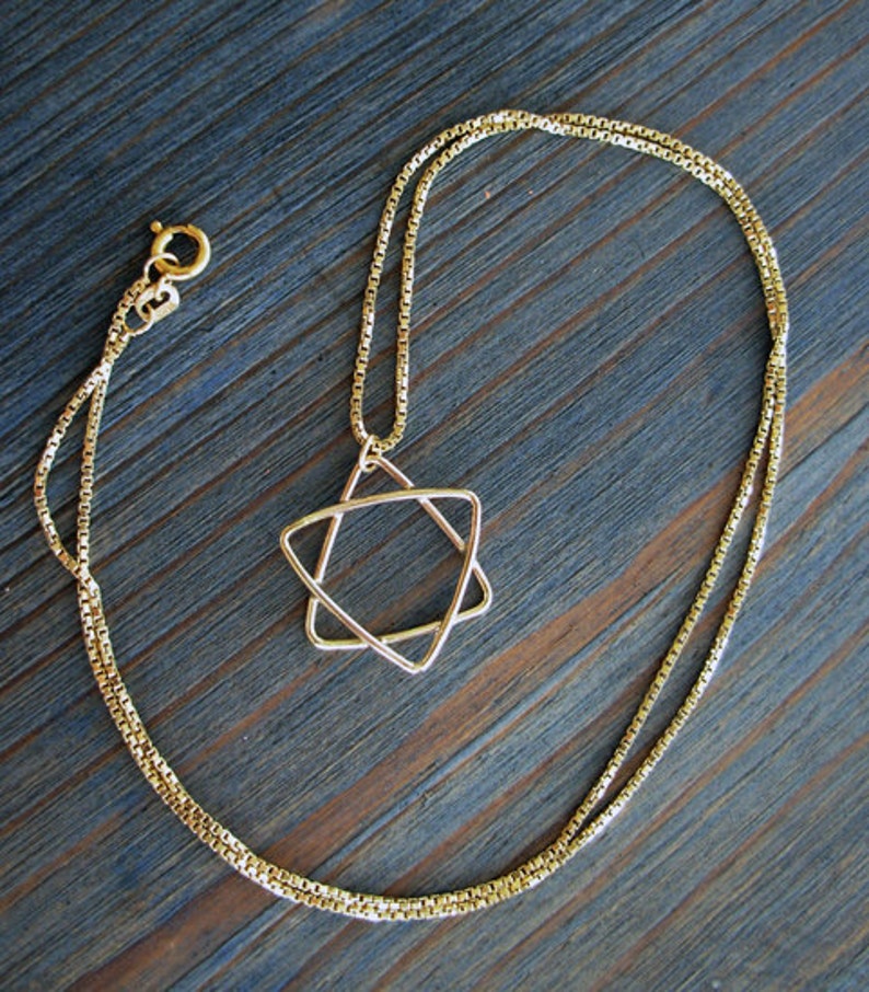 Handmade 14K Gold Star of David Pendant Charm. Unisex Gold Jewish Symbol. Protection Star Recycled Solid Gold Amulet. Layering Magen David.. image 4