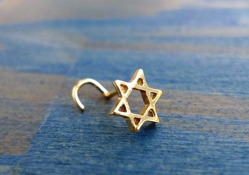 Star of David Nose Stud. Recycled 14K Solid Gold Nose Earring