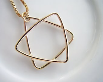 Minimalist 14K Gold Star of David Pendant Charm. Man Gold Star Protection Symbol Pendant. Unique Gold Biblical Cameo Primitive Jewelry.