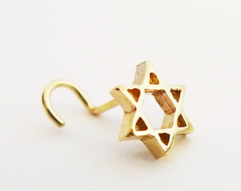 Star of David Nose Stud. Recycled 14K Solid Gold Nose Earring Unique Biblical Symbol Nose Jewelry Magen David Piercing Unisex Jewish Jewelry