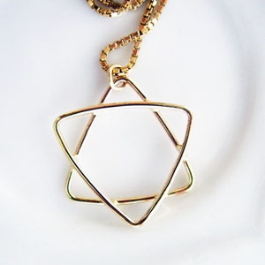 Handmade 14K Gold Star of David Pendant Charm. Unisex Gold Jewish Symbol. Protection Star Recycled Solid Gold Amulet. Layering Magen David.. image 3