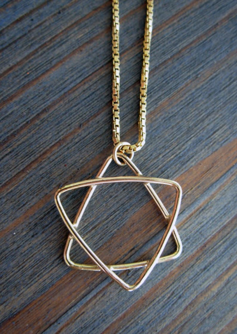 Handmade 14K Gold Star of David Pendant Charm. Unisex Gold Jewish Symbol. Protection Star Recycled Solid Gold Amulet. Layering Magen David.. image 6