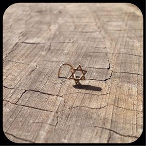 14K Star of David Nose Stud. Handmade Recycled Gold Body Piercing Jewelry. Nostril Screw Magen David Judaica Star Lobe Cartilage Earring. image 7