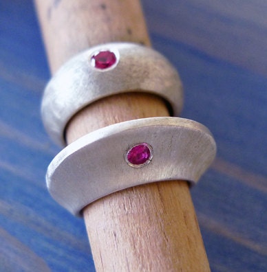 Ruby Crown. Modern Chunky Handmade Sterling Silver Ring With - Etsy