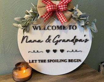 Front Door Decor, Grandma And Grandpa&#39;s House, Welcome to Grandma&#39;s House, Welcome Door Sign, Grandparents Gift, Door Hanger, Nana Gifts