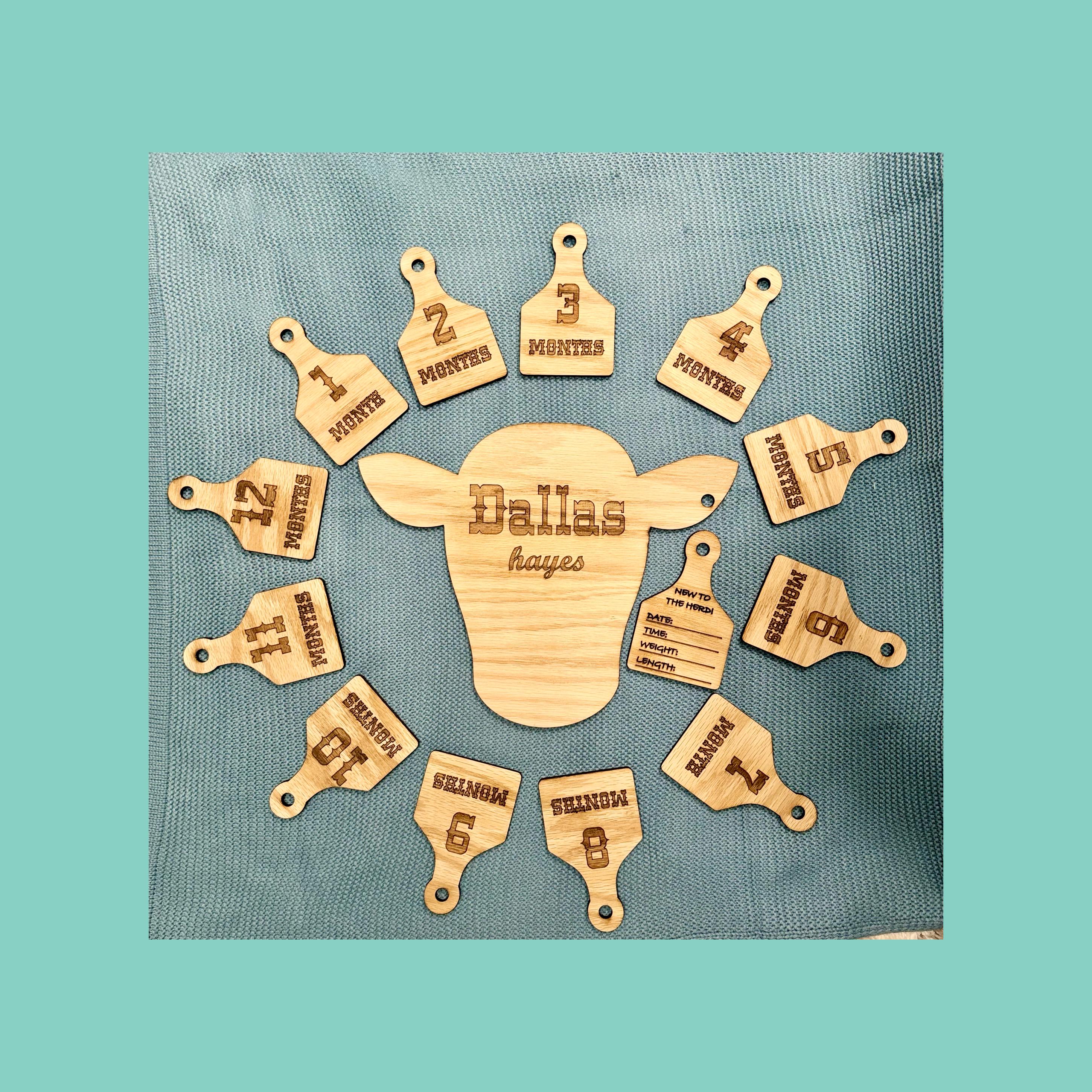 Western Milestone Photo Prop, Cowboy Milestones, Ear Tag Milestones, Birth Announcement Sign, Baby Shower Gift, Hospital Sign, Photo Props