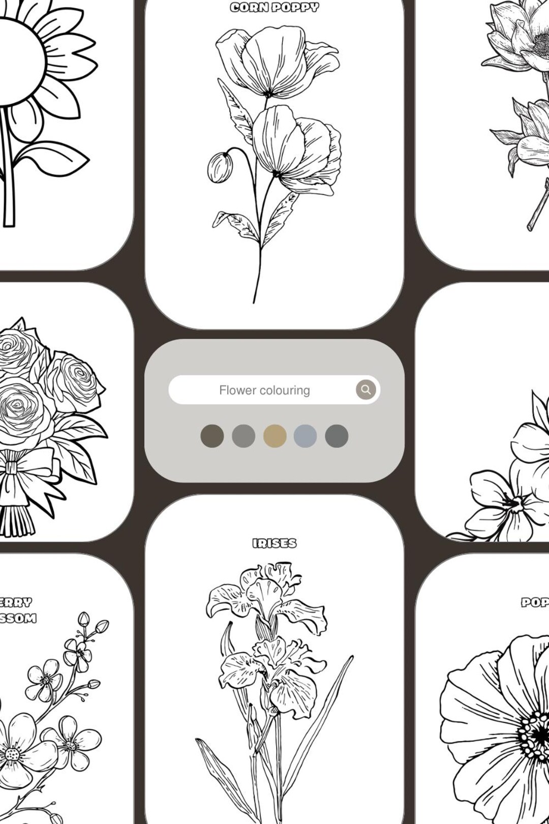 50 Aesthetic Flower Coloring Pages Printable Floral Line Art for ...