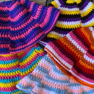 Crochet Adult Size Pride Swirl Bucket Hat