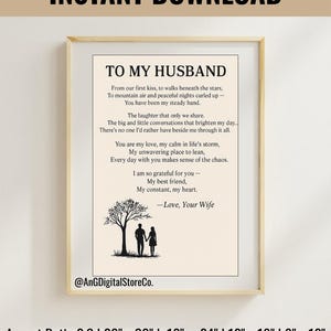 To My Husband Poem, Best Gift for Him, DIGITAL DOWNLOAD, Birthday, Wedding, Monthsary, Valentine&#39;s, Christmas, Anniversary Gift, Gift for My