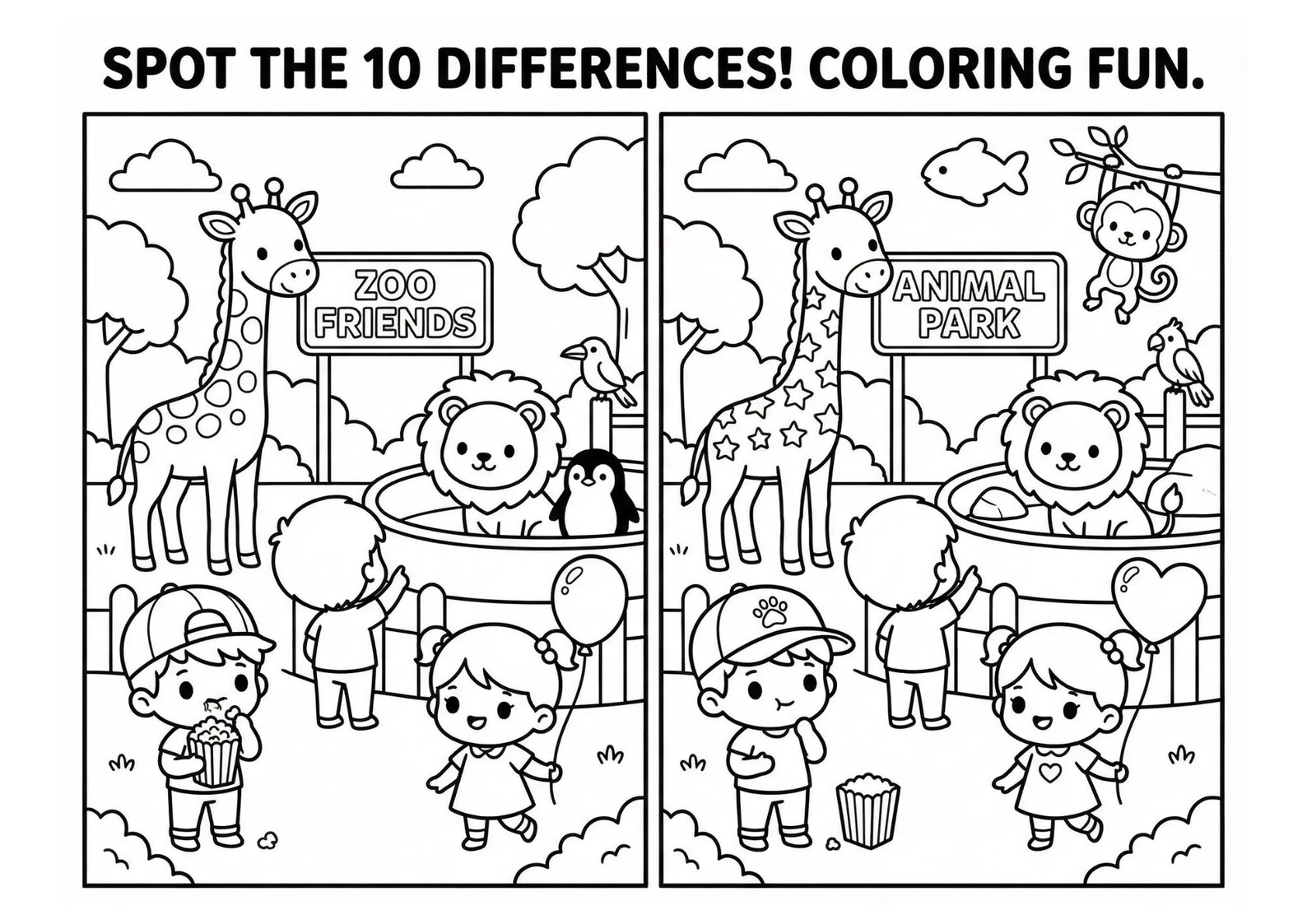 Cute Coloring Pages & Spot the Difference | 10 Cozy Printable ...